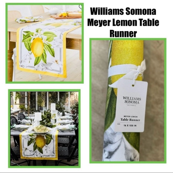 William Sonoma Bright Lemon Meyer Table Runner - Picture 1 of 13